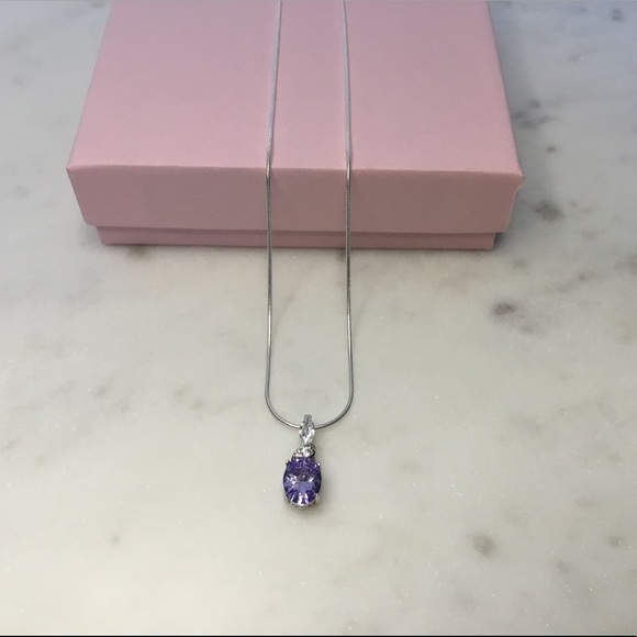 Sterling Silver Lavender Cz Necklace - Picture 9 of 16